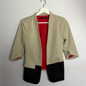 Ark & Co Beige and Black Blazer with Red Lining
